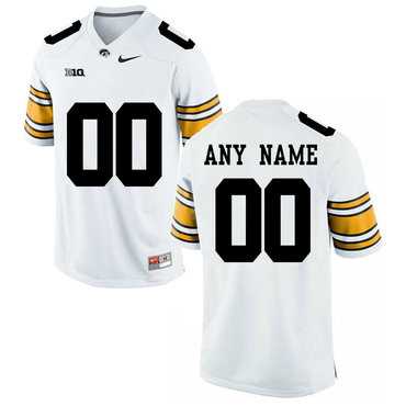 Mens Lowa Hawkeyes White Customized College Football Jersey->customized ncaa jersey->Custom Jersey